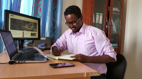 Saed Hussain from Somalia doing the online course.